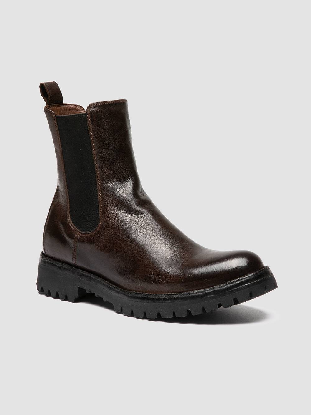 Officine Creative LORAINE 004 Stivaletti Chelsea in Pelle Marrone Sostegno trimestrale