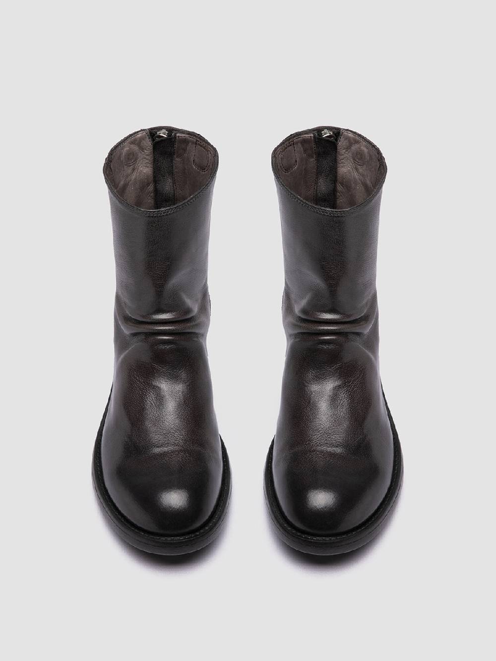 Officine Creative SERGEANT 104 Stivali con Zip in Pelle Grigia Esporta salva