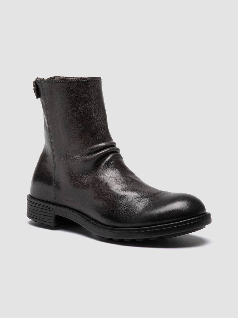 Officine Creative SERGEANT 104 Stivali con Zip in Pelle Grigia Esporta salva