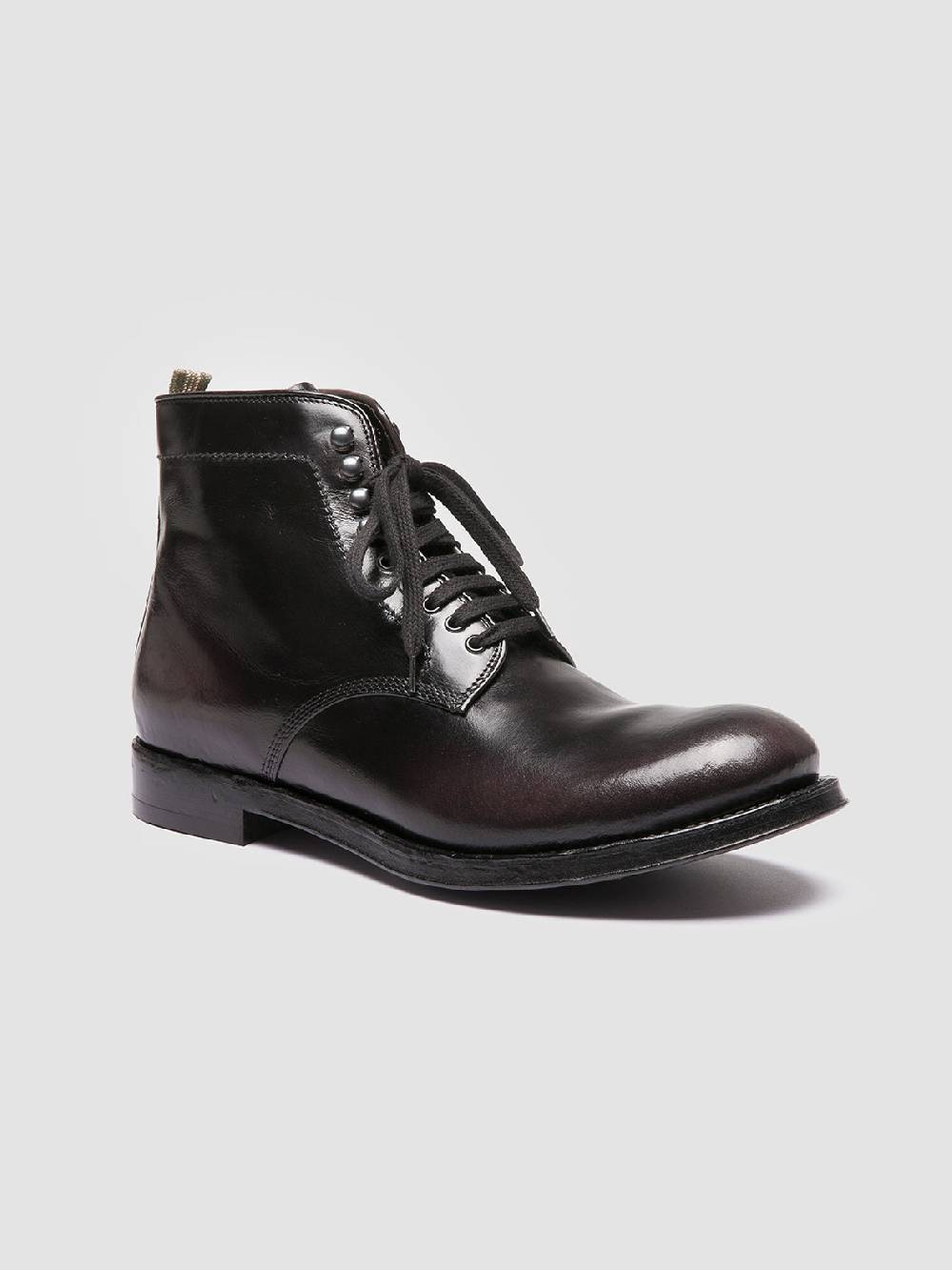 Officine Creative ADMIRAL 004 Stivali Stringati in Pelle Grigia In Linea