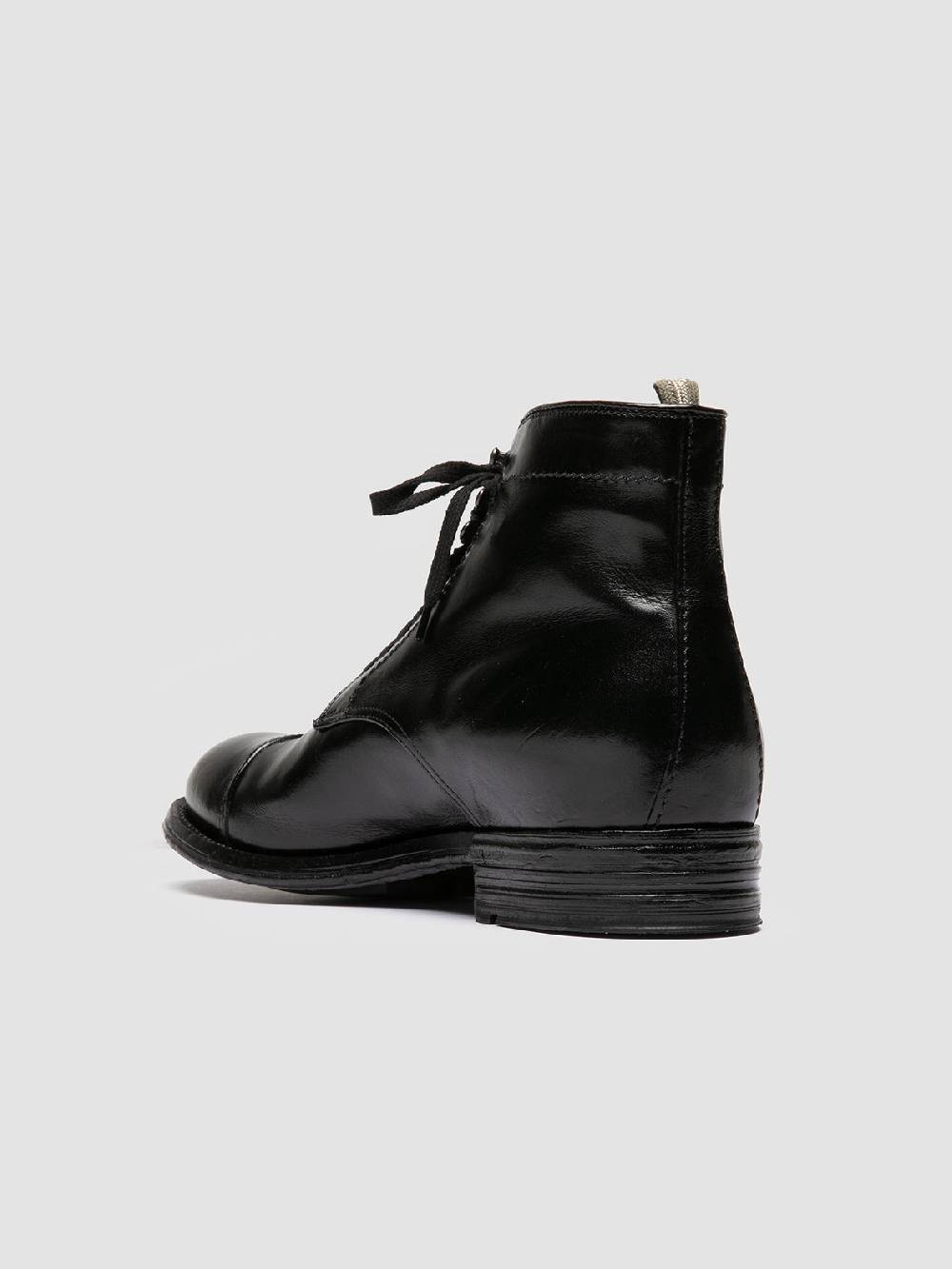 Officine Creative ADMIRAL 005 Stivali Stringati in Pelle Nera Nuovo