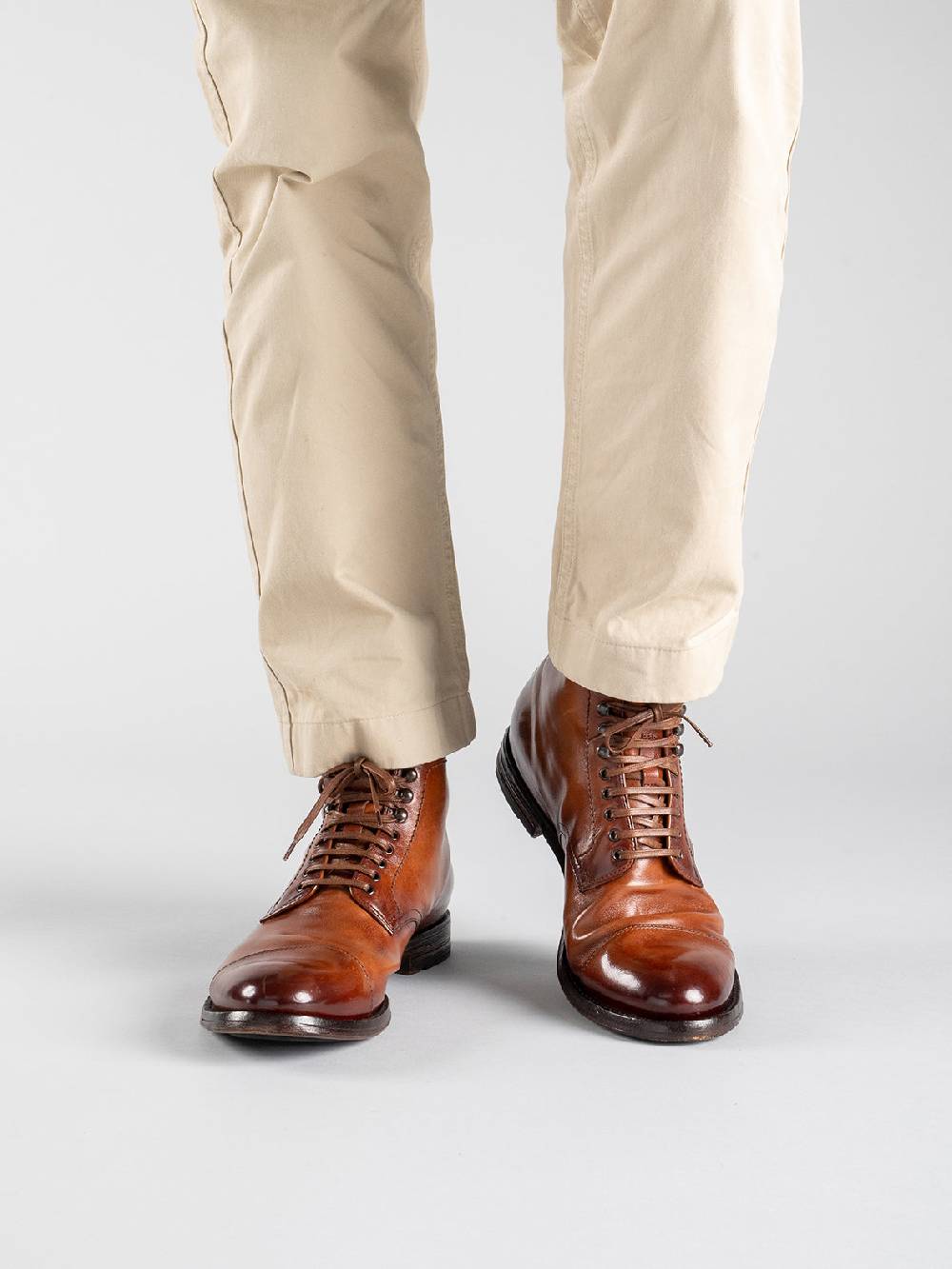 Officine Creative ANATOMIA 016 Stivaletti in Pelle Marrone Promozione Limitata