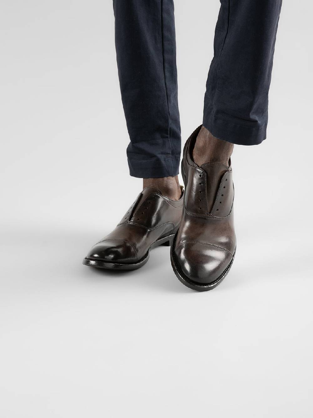 Officine Creative ANATOMIA 08 Oxford in Pelle Marrone Shopping Online