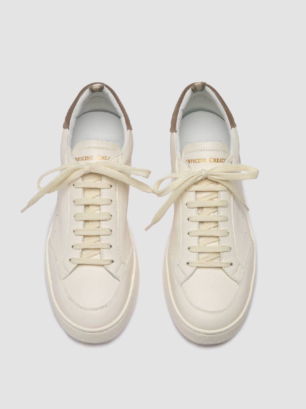 Officine Creative THE DIME 001 Sneaker Basse in Pelle Scamosciata Bianca Negozio online di fabbrica
