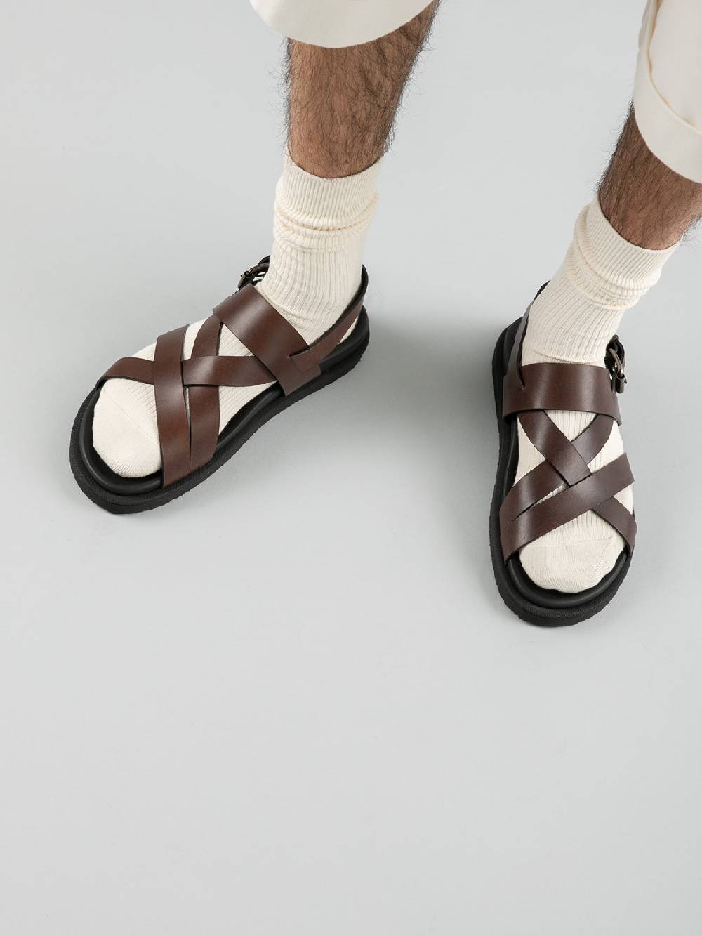 Officine Creative CHARRAT 002 Sandali in Pelle Marrone Offerta Pasqua