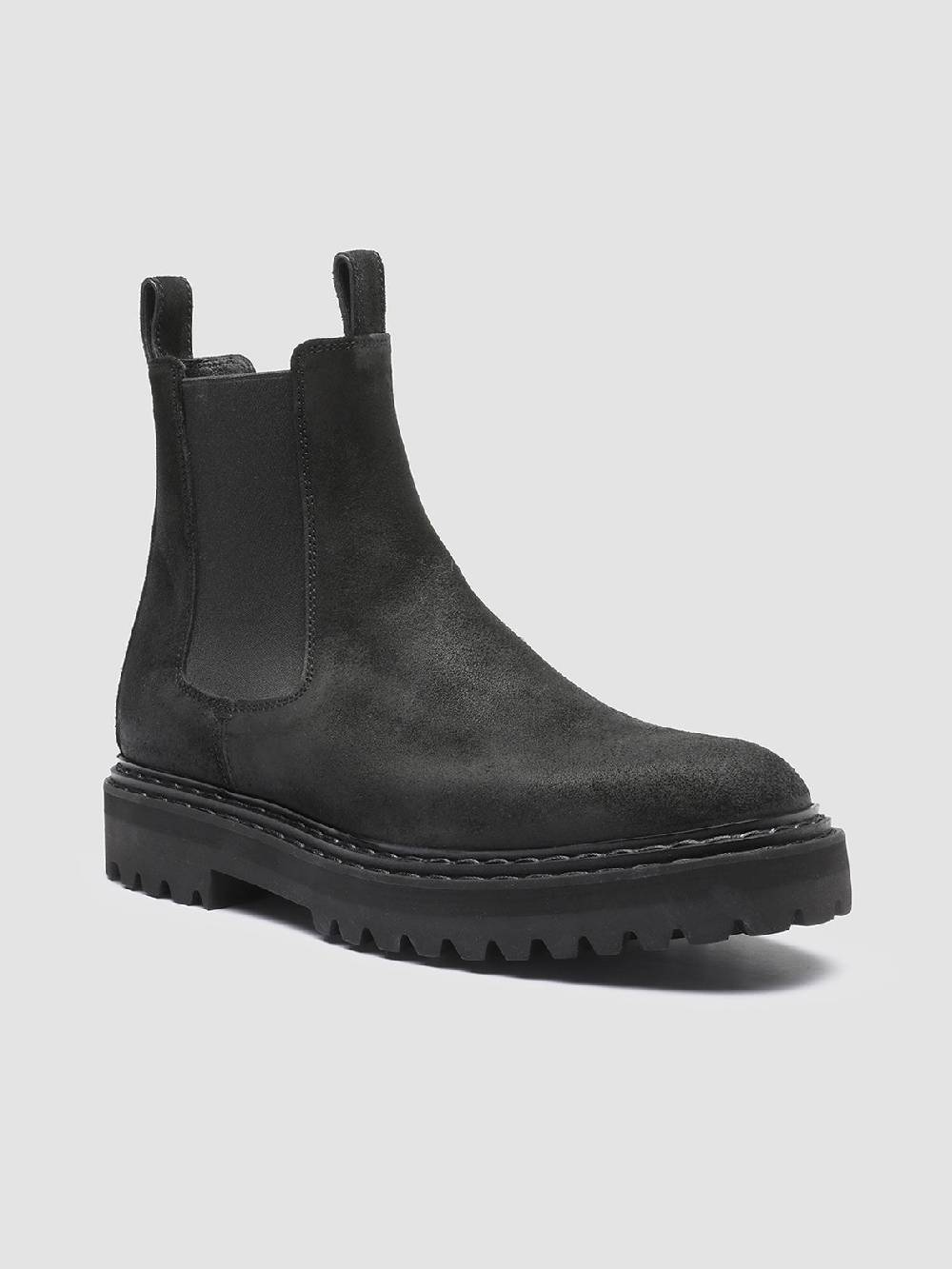 Officine Creative PISTOLS 003 Stivaletti Chelsea in Pelle Scamosciata Nera Prezzo basso
