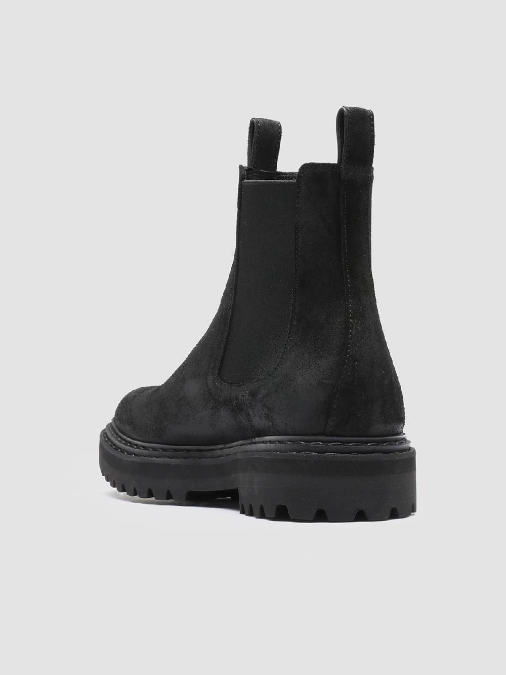 Officine Creative PISTOLS 003 Stivaletti Chelsea in Pelle Scamosciata Nera Prezzo basso