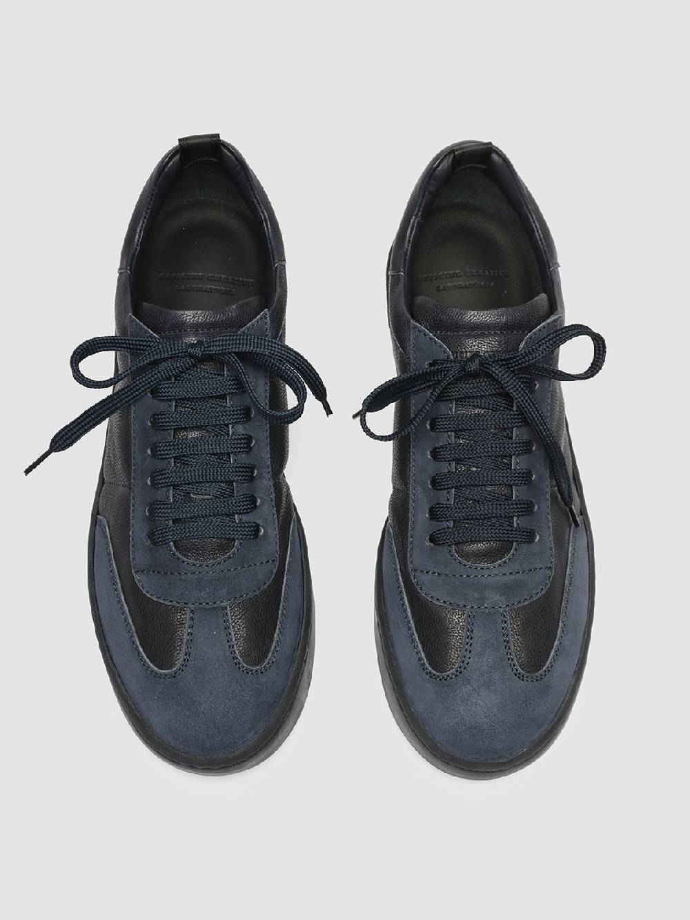 Officine Creative KOMBINED 001 Sneaker Basse in Camoscio e Pelle Blu Soddisfazione Garantita