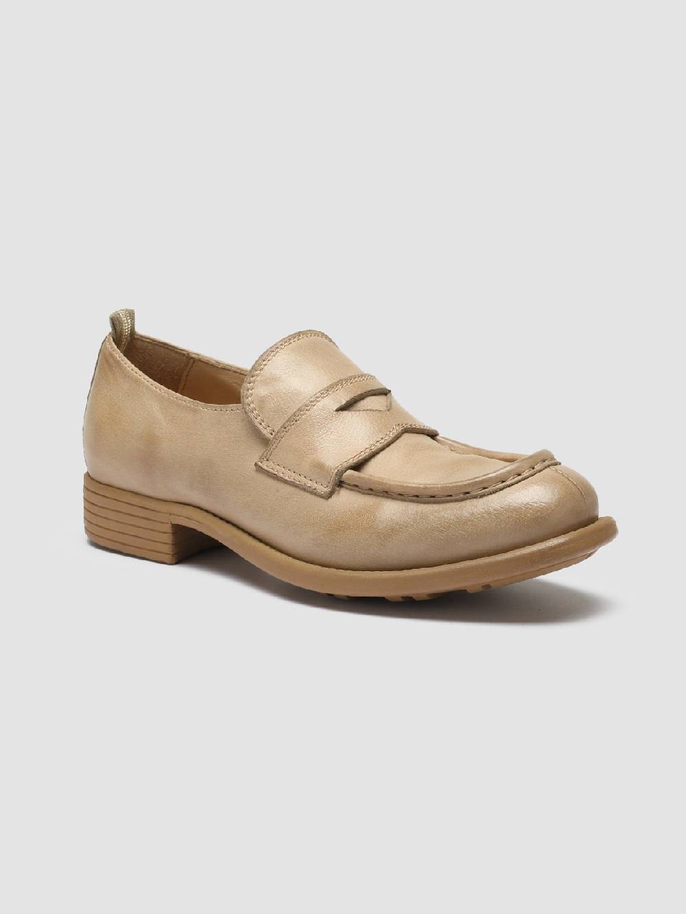 Officine Creative CALIXTE 020 Mocassini Penny Loafer in Pelle Tortora Presa