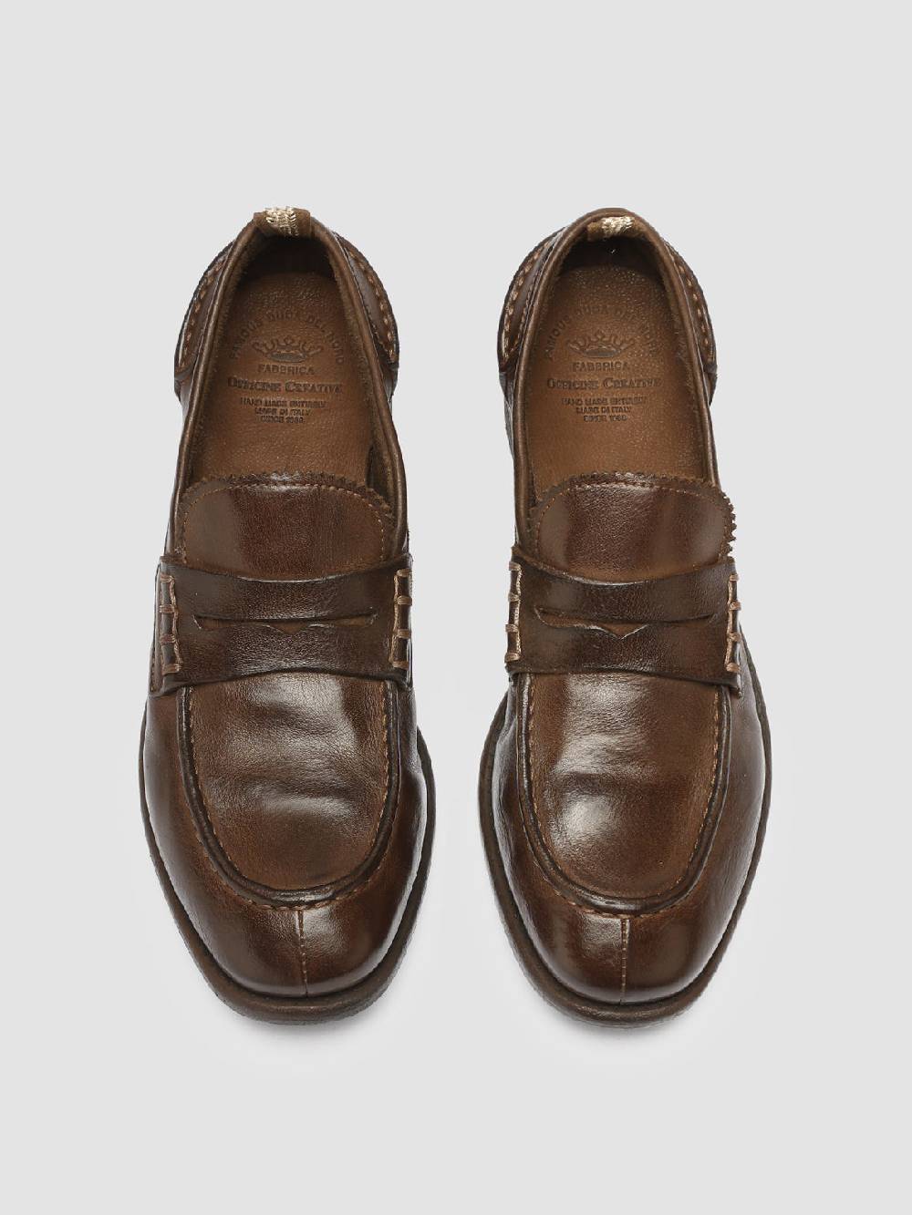 Officine Creative CALIXTE 042 Mocassini Penny in Pelle Marrone Sconto