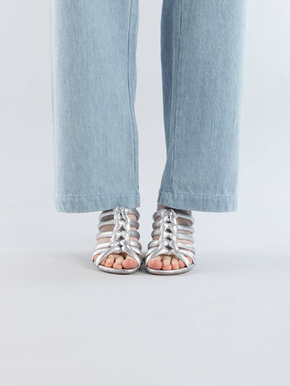 Officine Creative ESTHER 026 Sandali Slide in Pelle Argento Hotsell