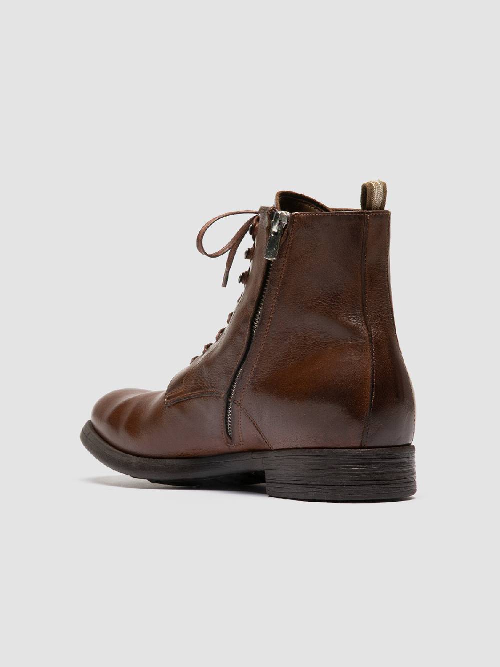 Officine Creative CHRONICLE 004 Stivali Stringati in Pelle Marrone Prezzo di fabbrica