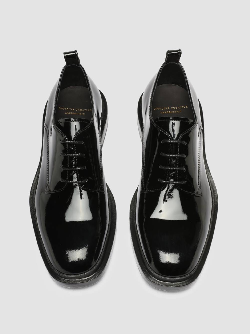 Officine Creative CONCRETE 003 Derby in Pelle Nera Comprare a buon mercato