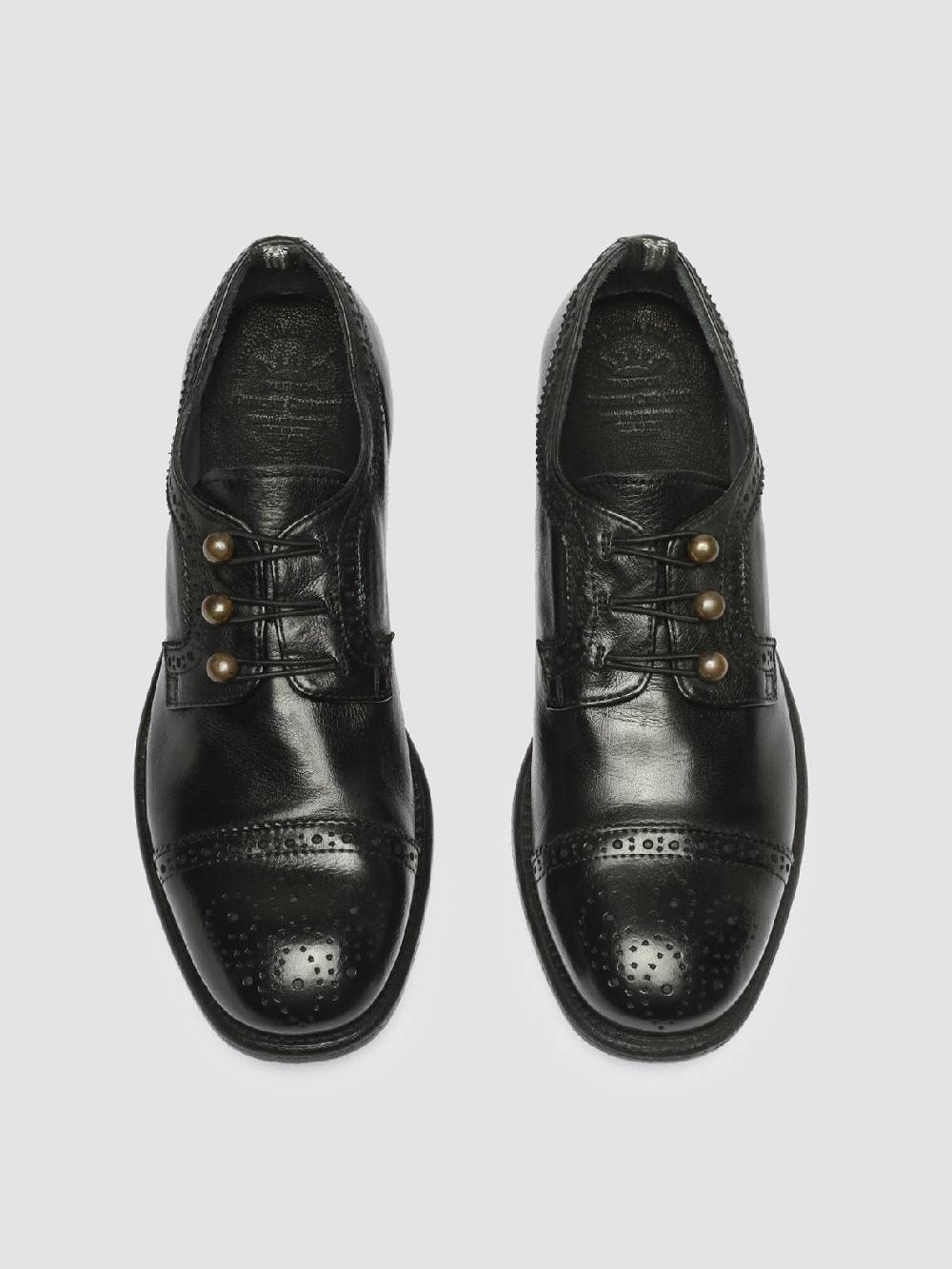 Officine Creative CALIXTE 022 Derby con Motivo Brogue in Pelle Nera Offerta temporanea