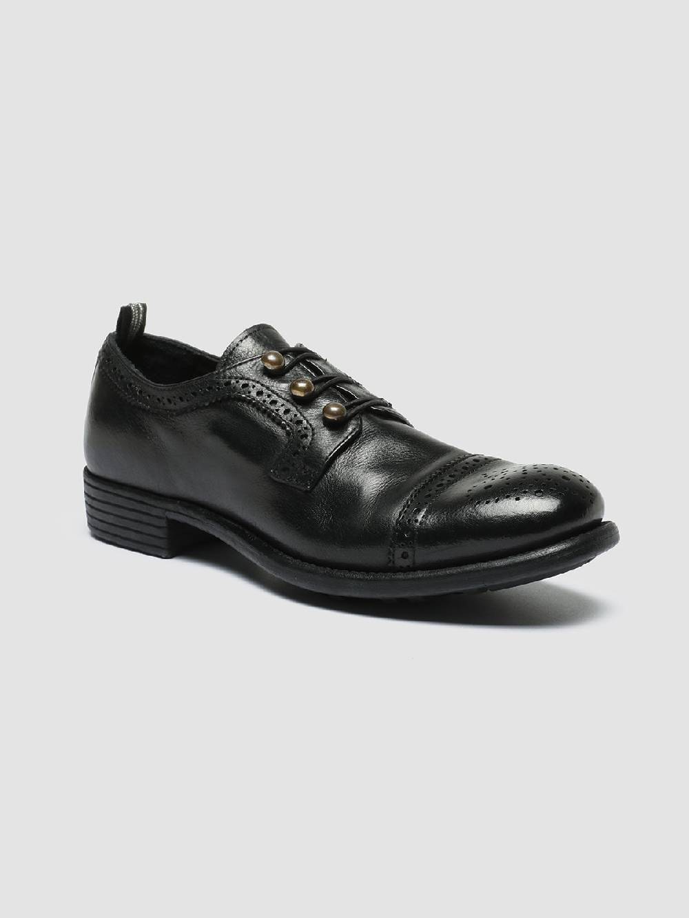 Officine Creative CALIXTE 022 Derby con Motivo Brogue in Pelle Nera Offerta temporanea