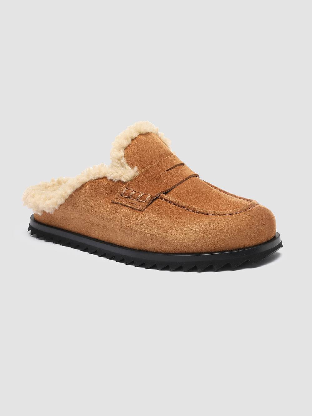 Officine Creative PELAGIE D’HIVER 007 Sabot in Pelle Scamosciata Marrone e montone Offerte stagionali