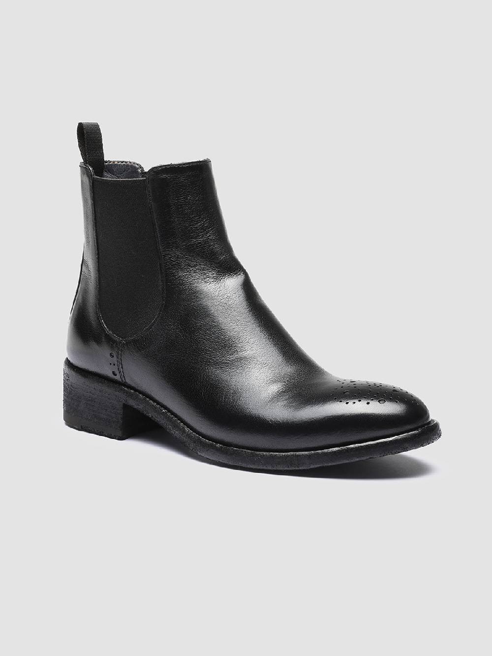 Officine Creative SELINE 002 Stivaletti Chelsea in Pelle Nera Liquidazione