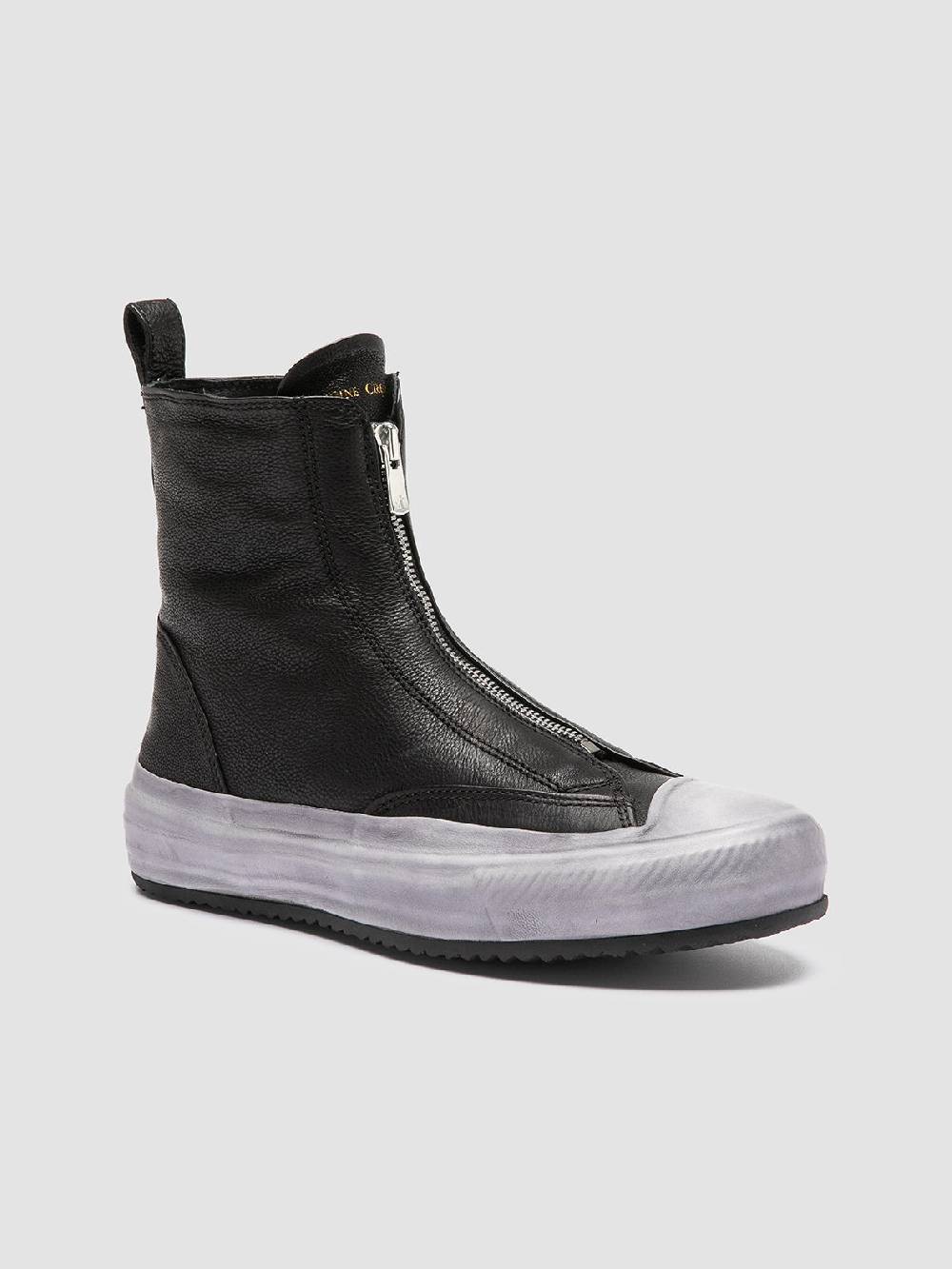 Officine Creative MES 109 Sneaker Alte in Pelle Nera Fino al 60% di sconto