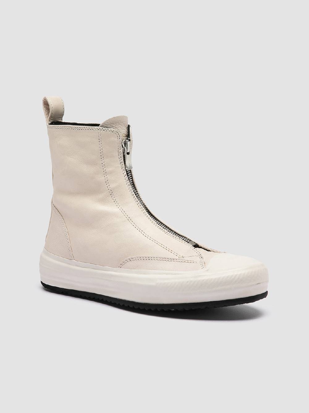 Officine Creative MES 109 Sneaker Alte in Pelle Avorio Fino al 65% di sconto
