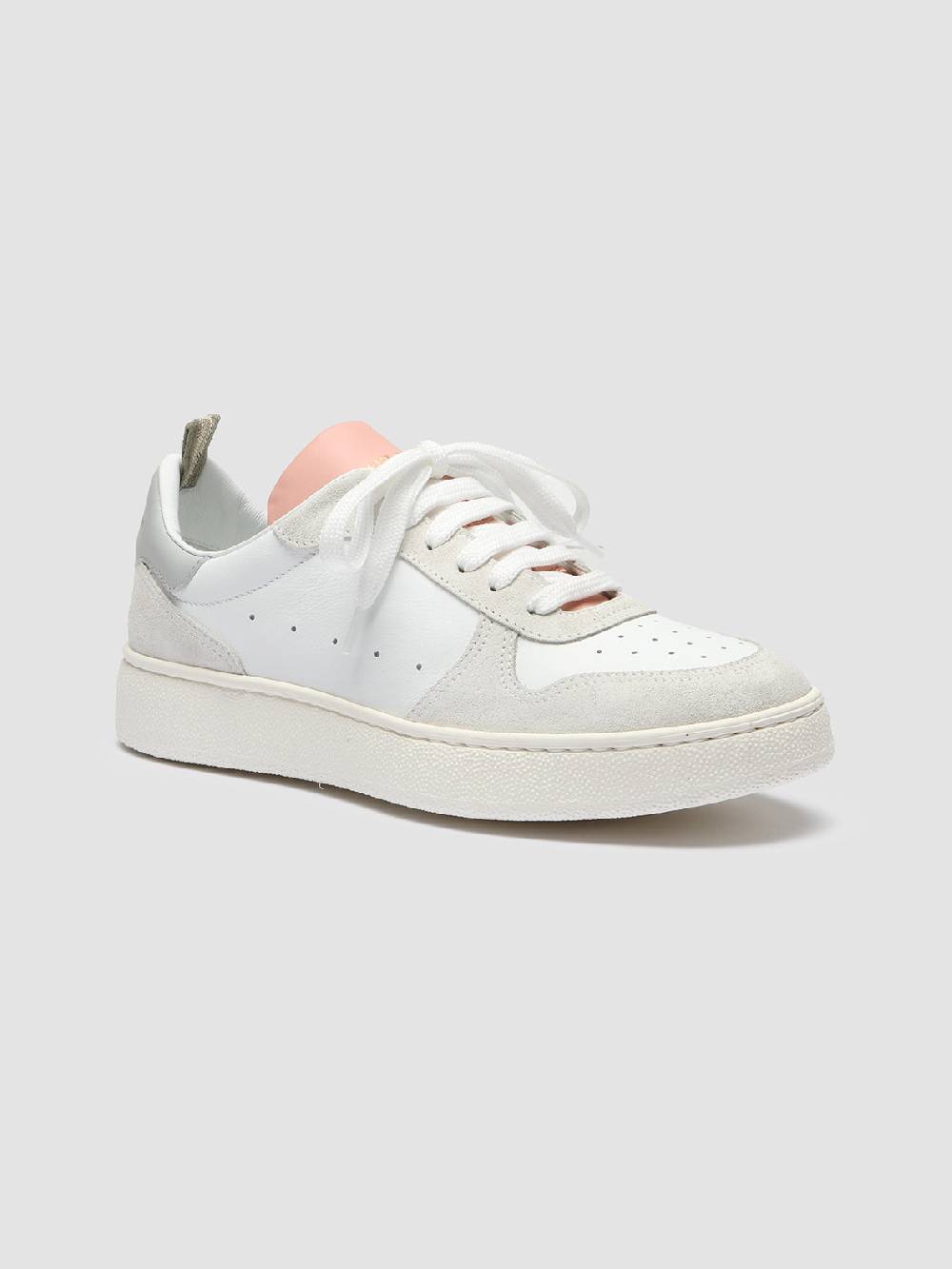 Officine Creative MOWER 110 Sneakers in Pelle Liscia e Scamosciata Bianca Fino al 55% di sconto