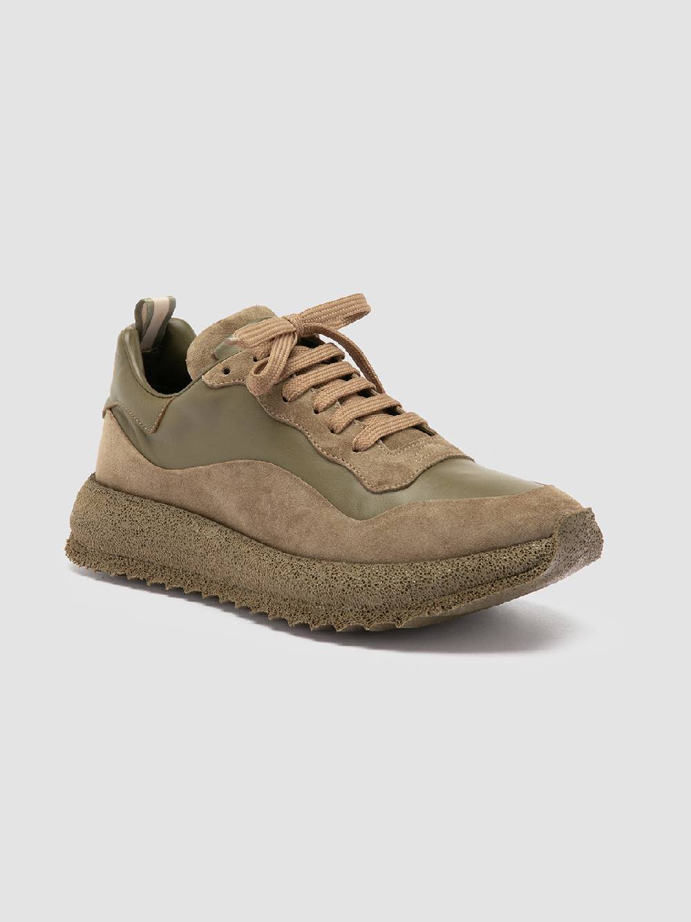 Officine Creative RACE RUBREX 101 Sneakers Basse in Pelle e Camoscio Verde Qualità