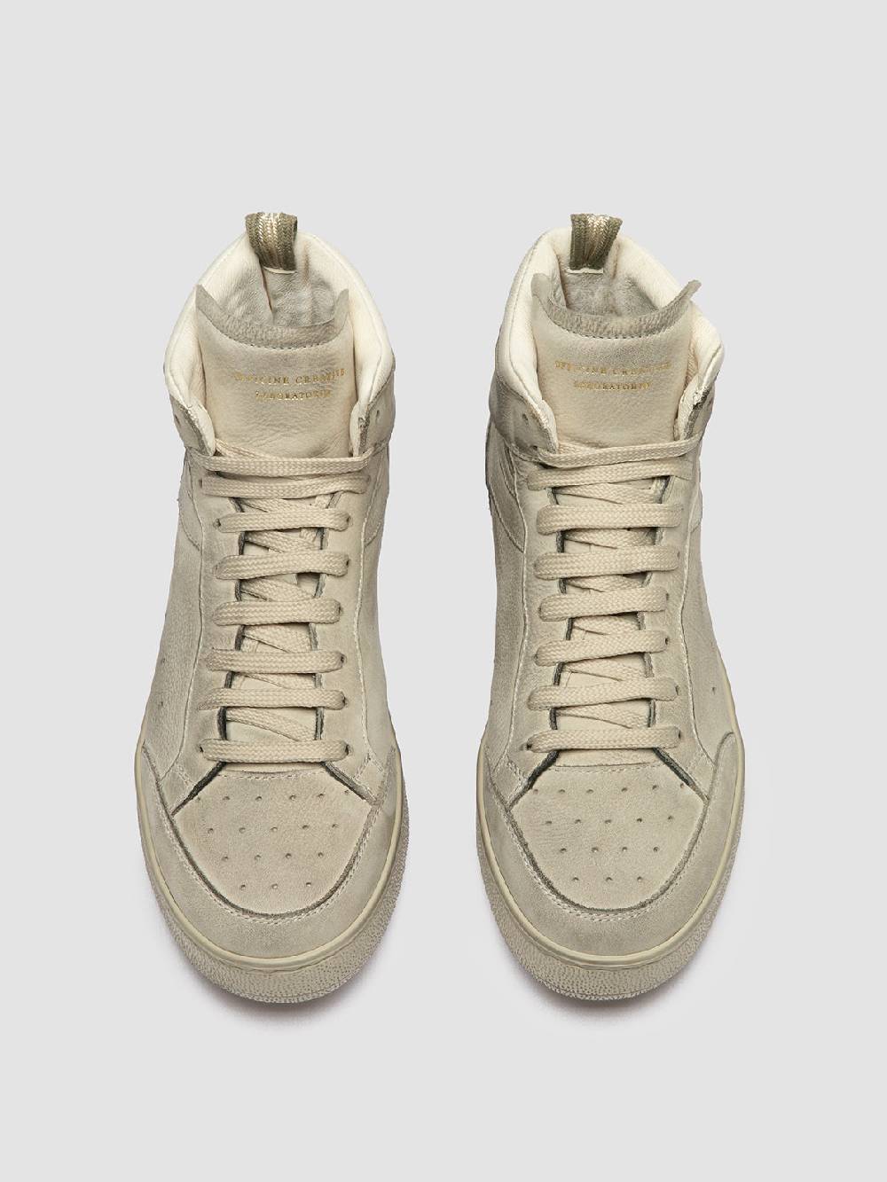 Officine Creative THE ANSWER 108 Sneaker Alte in Nabuk Bianco Sporco Promozione Limitata