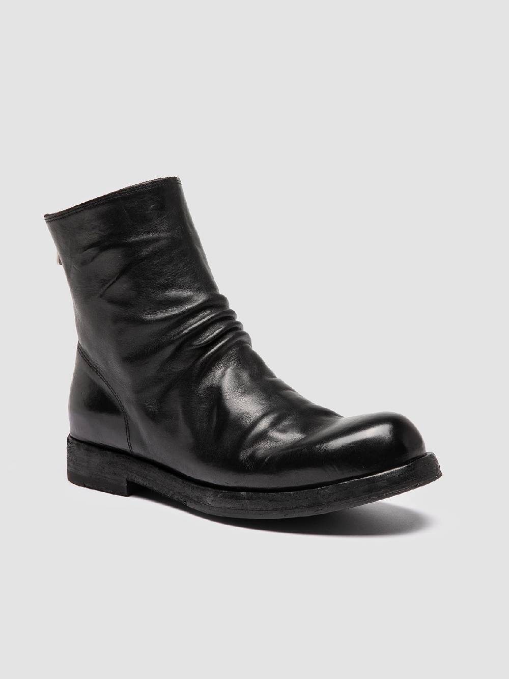 Officine Creative BULLA DD 303 Stivali con Zip in Pelle Nera Affare Del Giorno