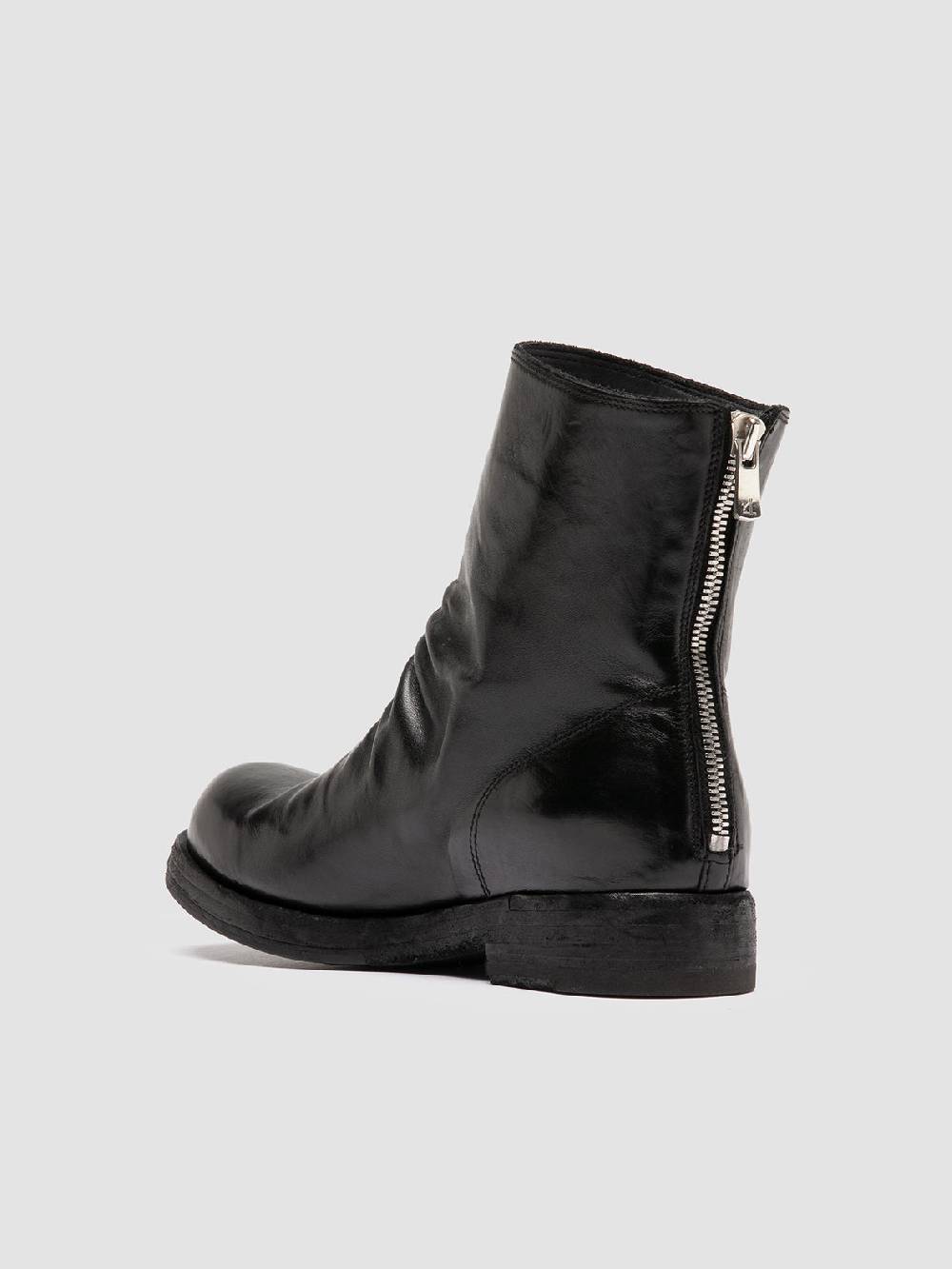 Officine Creative BULLA DD 303 Stivali con Zip in Pelle Nera Affare Del Giorno