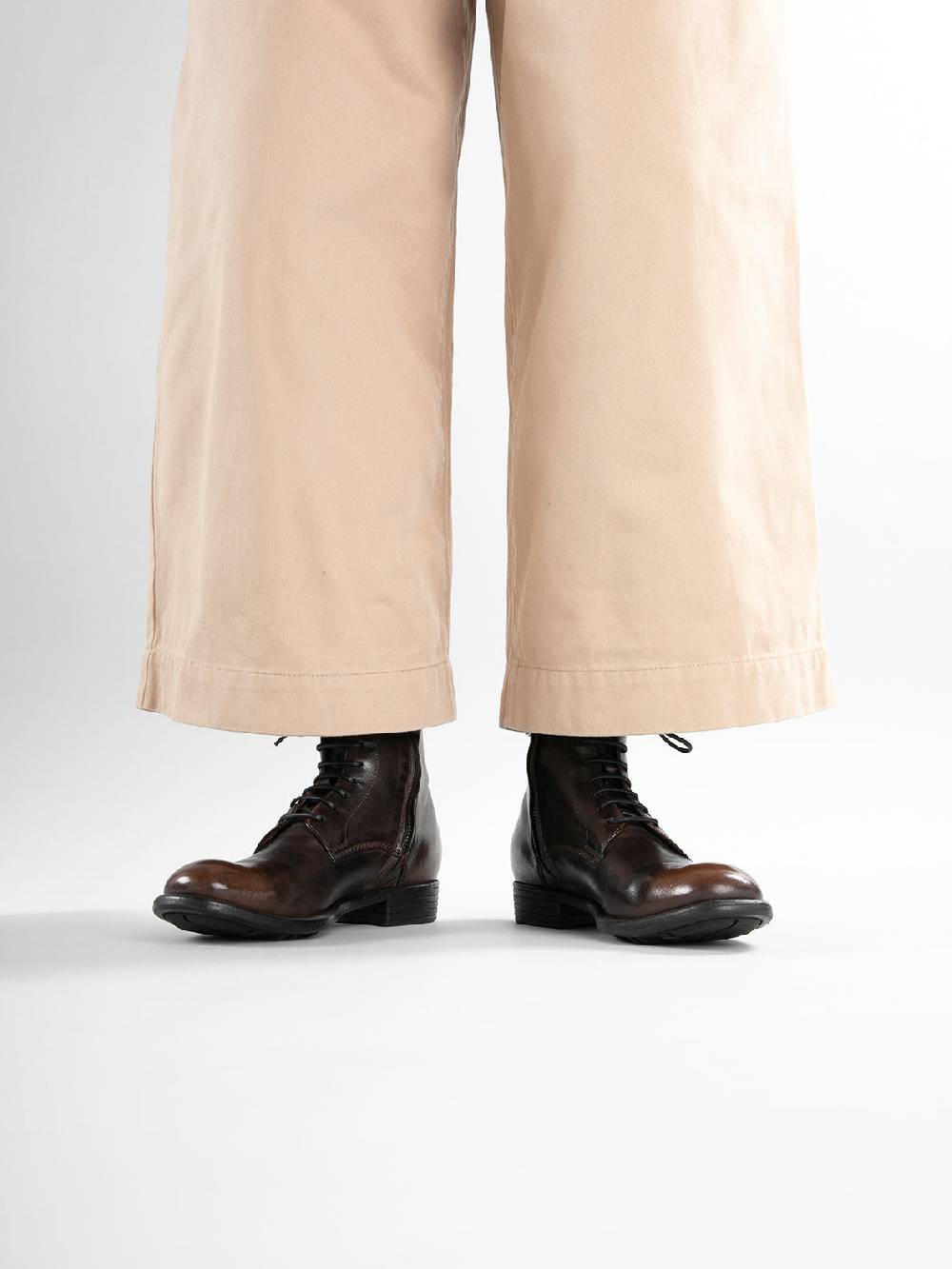 Officine Creative CALIXTE 002 Stivaletti in Pelle Marrone con Zip Sottocosto