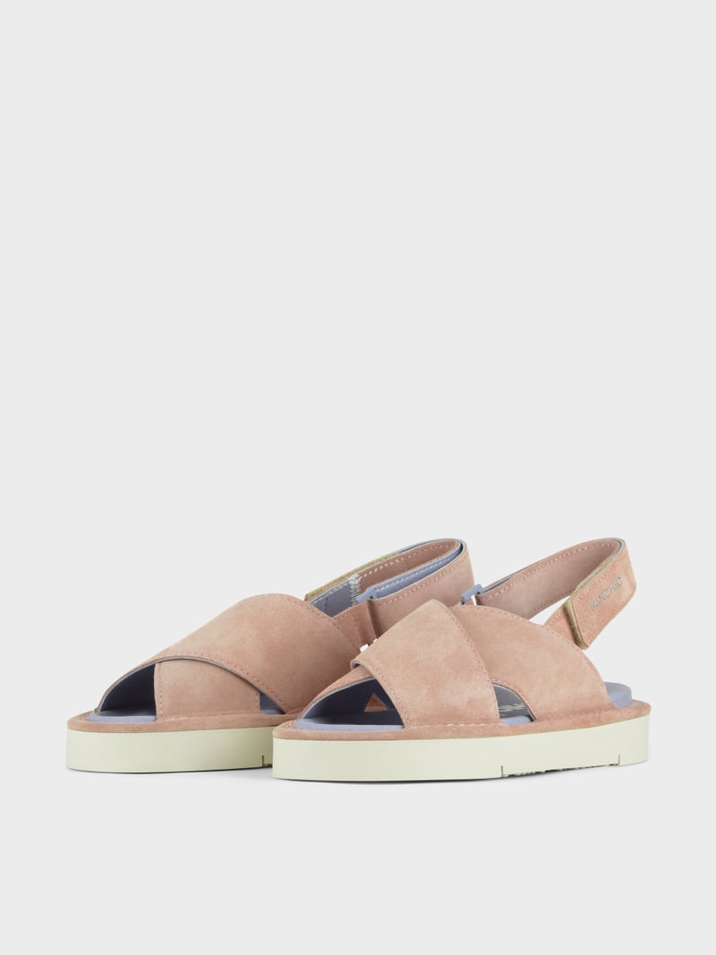 Panchic SANDALO INCROCIATO P67 DONNA IN SUEDE E MICROFIBRA ROSA CIPRIA Saldi Di Fabbrica