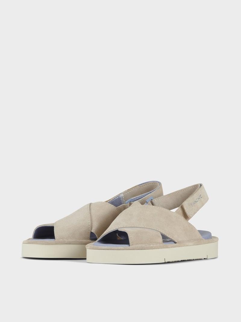 Panchic SANDALO INCROCIATO P67 DONNA IN SUEDE E MICROFIBRA NEBBIA Moda