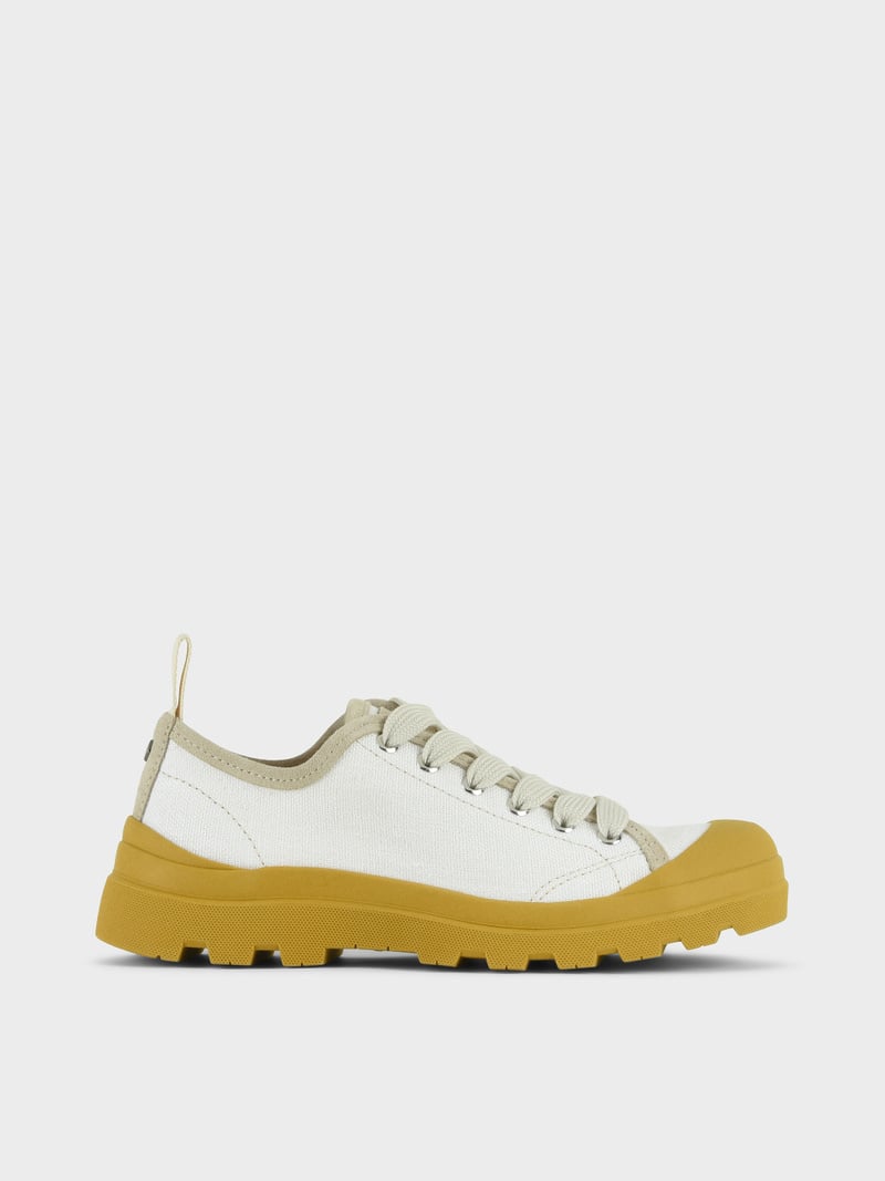 Panchic SCARPA ALLACCIATA P03 DONNA IN LINO E SUEDE BIANCO-GIALLO Italy