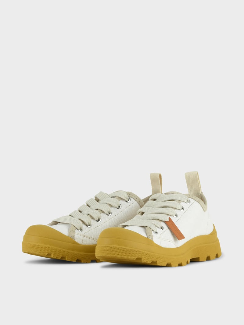 Panchic SCARPA ALLACCIATA P03 DONNA IN LINO E SUEDE BIANCO-GIALLO Italy