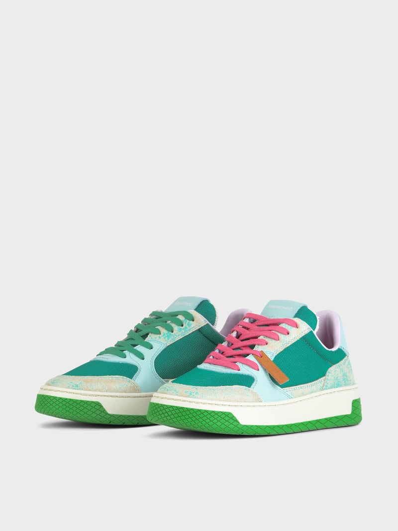 Panchic SNEAKER LOW P02 DONNA IN MESH E SUEDE GRAFFIATO VERDE SMERALDO In Linea