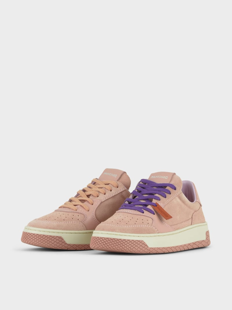 Panchic SNEAKER LOW P02 DONNA IN SUEDE E PELLE ROSA CIPRIA Nuovo