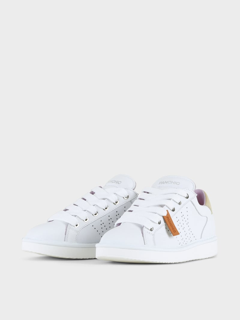 Panchic SCARPA ALLACCIATA P01 DONNA IN PELLE BIANCO-SABBIA Prezzo Ridotto