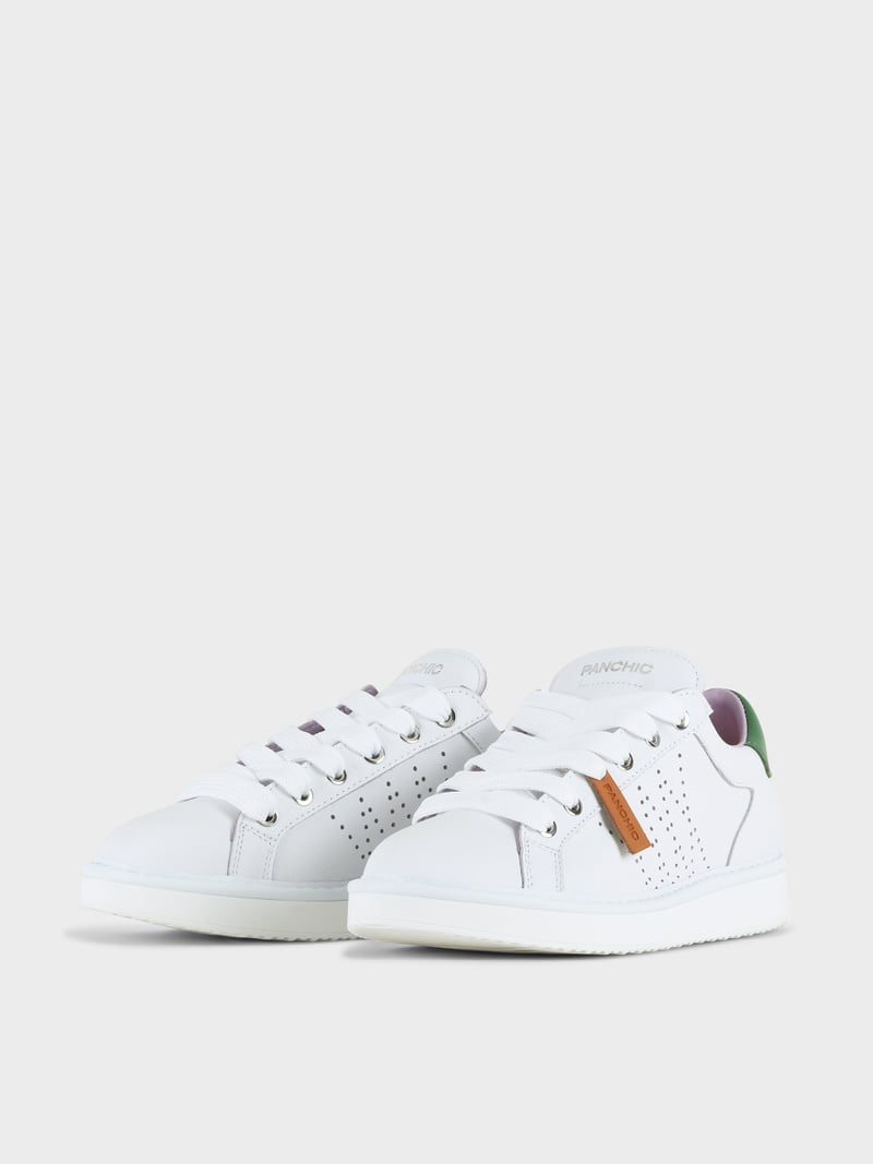 Panchic SCARPA ALLACCIATA P01 DONNA IN PELLE BIANCO-BOTTIGLIA Sottocosto