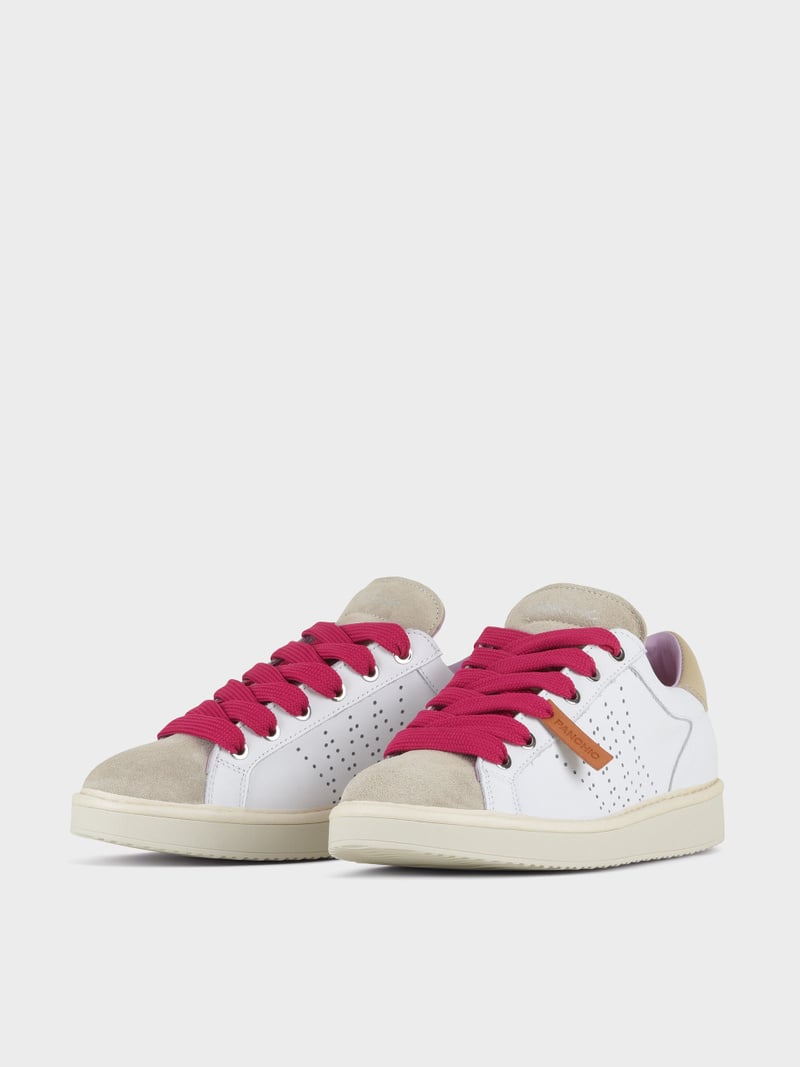 Panchic SCARPA ALLACCIATA P01 DONNA IN PELLE E SUEDE BIANCO-NEBBIA-FUCSIA Convenienza