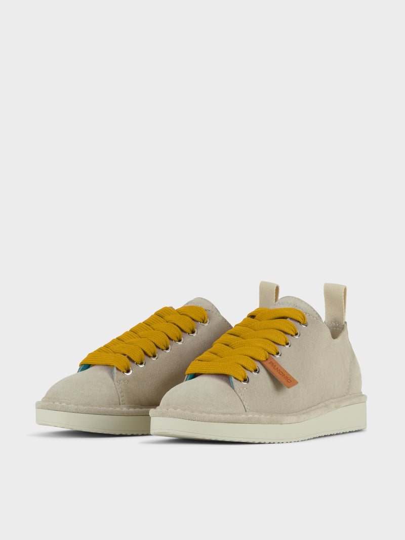 Panchic SCARPA ALLACCIATA P01 UOMO IN SUEDE NEBBIA-GIALLO Promozione