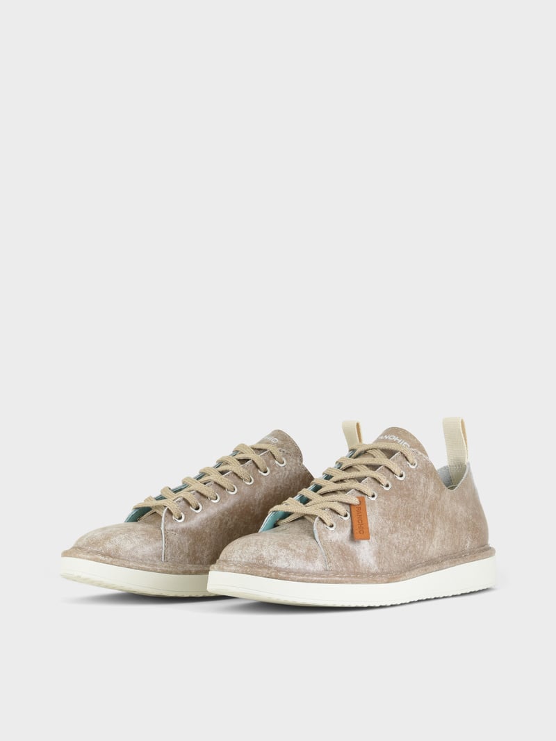Panchic SCARPA ALLACCIATA P01 UOMO IN PELLE CON FINISH AVIATOR NOCE Pezzi Unici