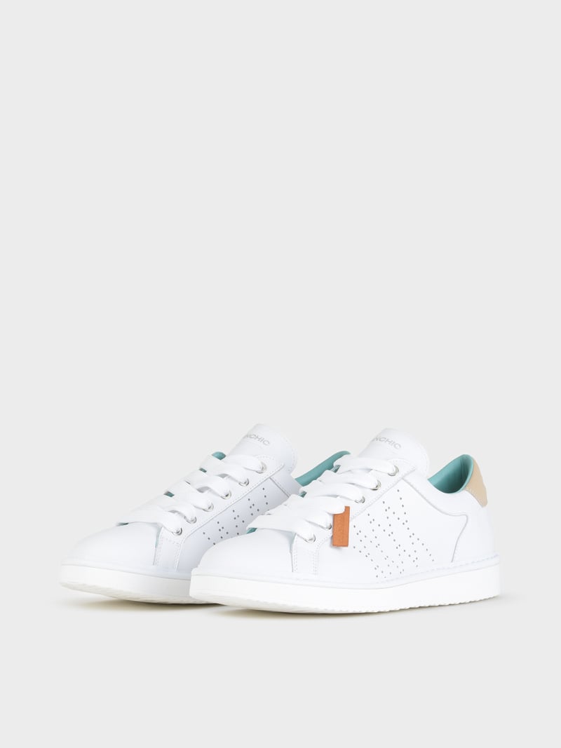 Panchic SCARPA ALLACCIATA P01 UOMO IN PELLE BIANCO-SABBIA Soddisfazione Garantita