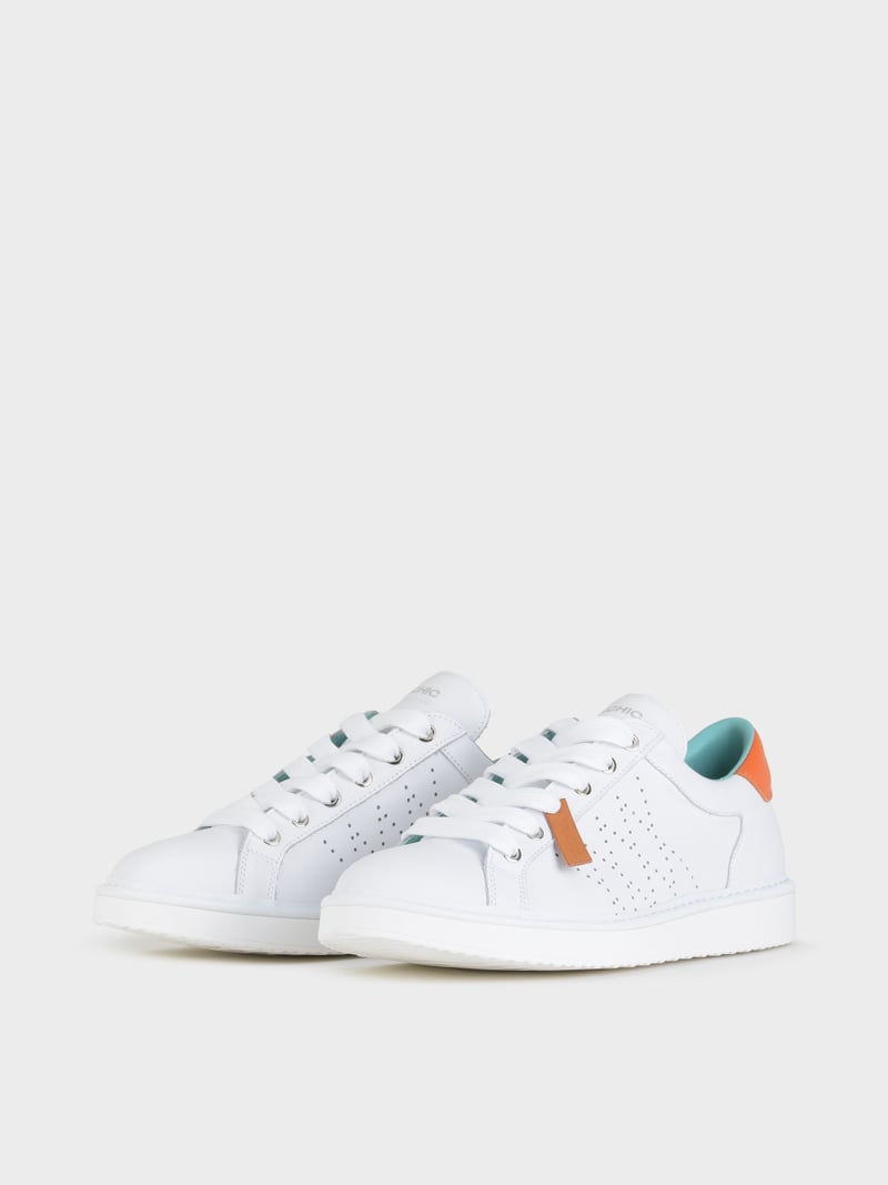 Panchic SCARPA ALLACCIATA P01 UOMO IN PELLE BIANCO-ARANCIO Qualità Garantita