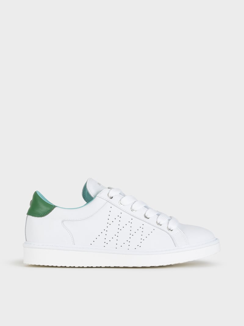 Panchic SCARPA ALLACCIATA P01 UOMO IN PELLE BIANCO-VERDE Negozi Online