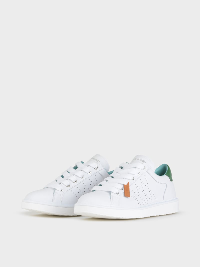 Panchic SCARPA ALLACCIATA P01 UOMO IN PELLE BIANCO-VERDE Negozi Online