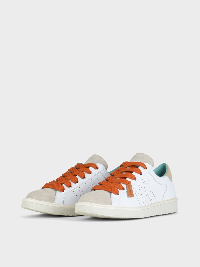 Panchic SCARPA ALLACCIATA P01 UOMO IN PELLE E SUEDE BIANCO-NEBBIA-ARANCIO BRUCIATO Acquista Ora