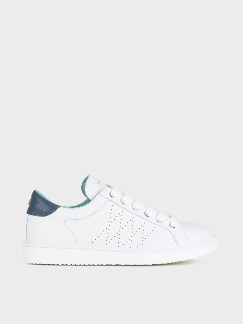 Panchic SCARPA ALLACCIATA P01 UOMO IN PELLE BIANCO-BLU Shopping Online