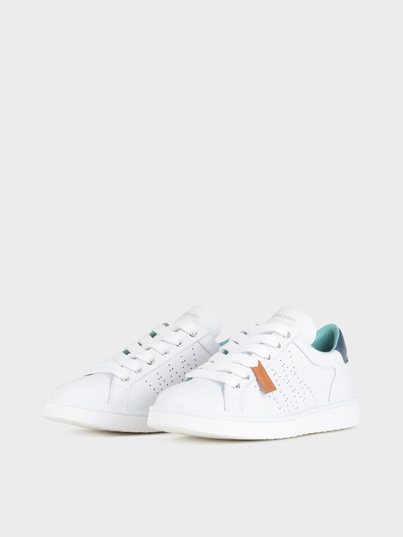 Panchic SCARPA ALLACCIATA P01 UOMO IN PELLE BIANCO-BLU Shopping Online