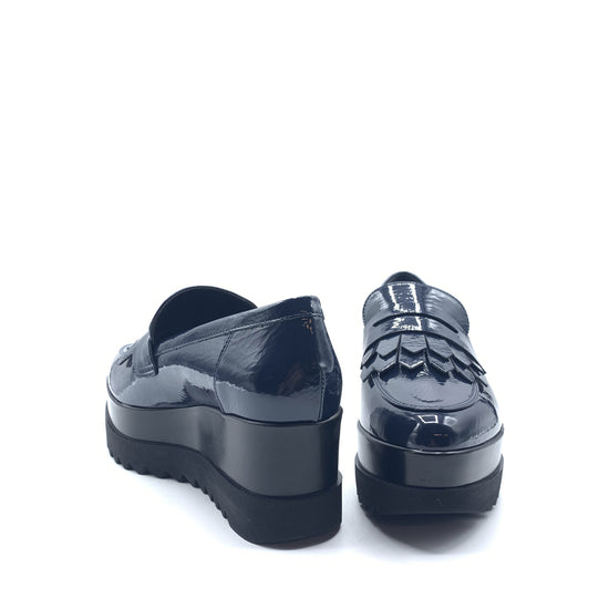 Lorenzo Mari Mocassino Clea Vernice Blu Prezzo Ridotto