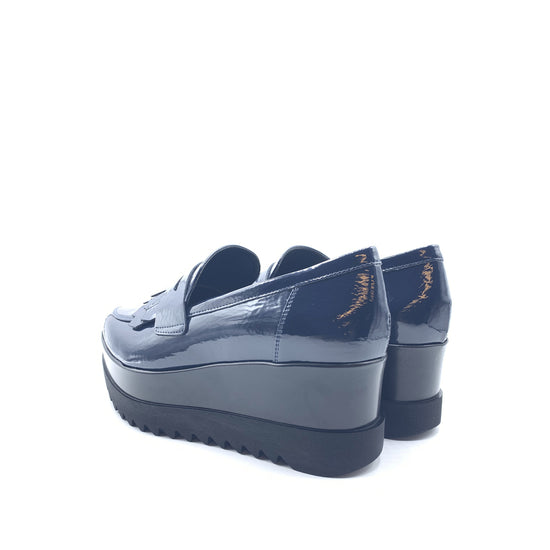 Lorenzo Mari Mocassino Clea Vernice Blu Prezzo Ridotto