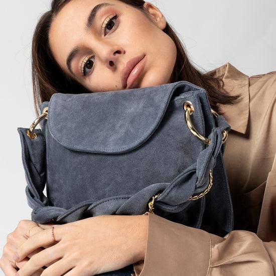 Lorenzo Mari Borsa Little Darcy Camoscio denim Negozio